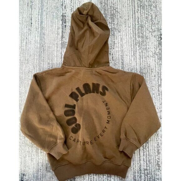 Zara Youth Boys Brown Long Sleeve Pullover Hoodie Graphic Hoodie - Size 8-9 - Picture 2 of 2